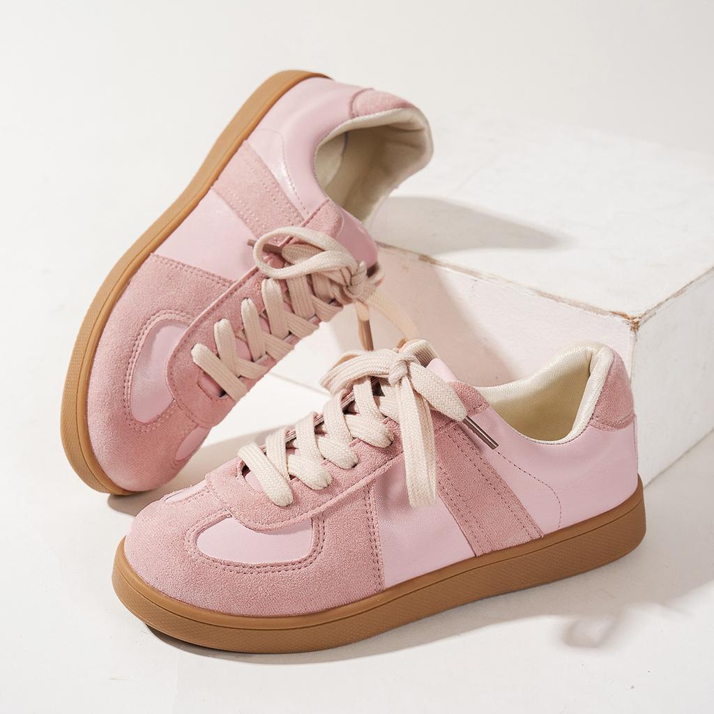 Ladies' Classic Low Cut Sneakers - Comfortable Lace Up Casual Shoes, All Season Sneakers, Training Shoes, Solid Color, Flat Head, Lace Up Closure