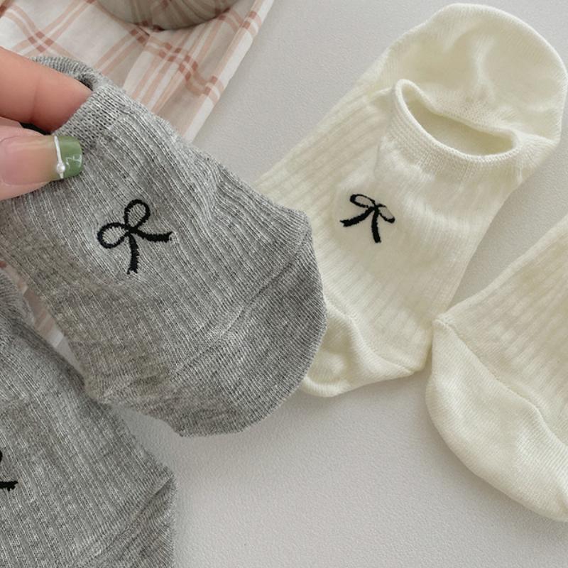 5/10 Pairs Women Fashion Invisible Sock Cute Bow Mesh No Show Socks Female Design Non Slip Breathable Low Cut Socks Slippers