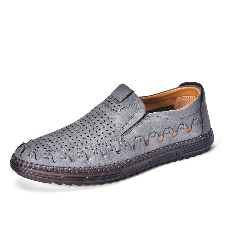 Plus Size Men s Hollow Out Casual Leather Shoes - Breathable Rubber Sole 38