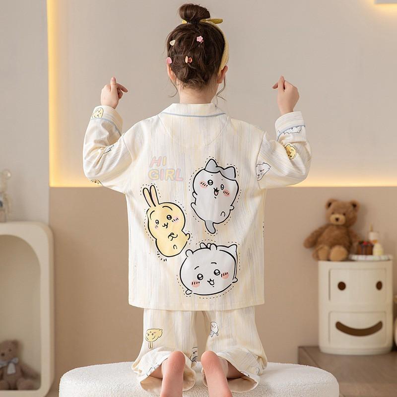 Girls Cotton Pajama Set Long Sleeve Hoodie Style Sleepwear Kids 8-14 Years Winter Home Wear
