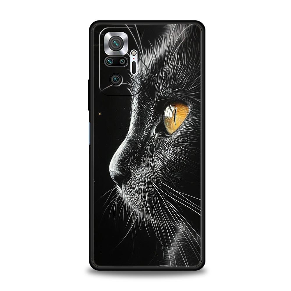 Cat Line Black Cats Phone Case For Xiaomi Redmi Note 14 13 5G 10 11 12 Pro Plus 4G 14C 13C 12C 10C Black Cover