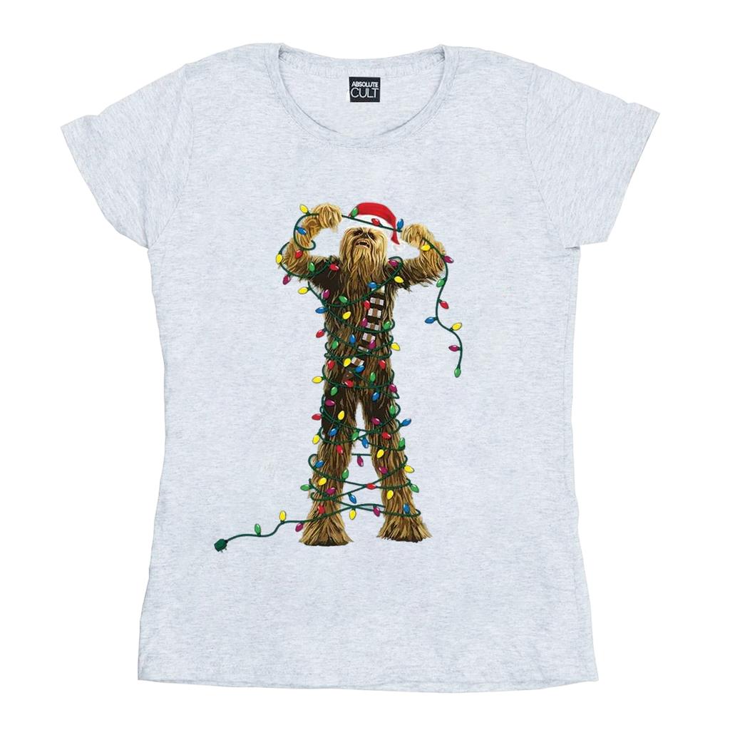 STAR WARS Womens/Ladies Chewbacca Christmas Lights Cotton T-Shirt
