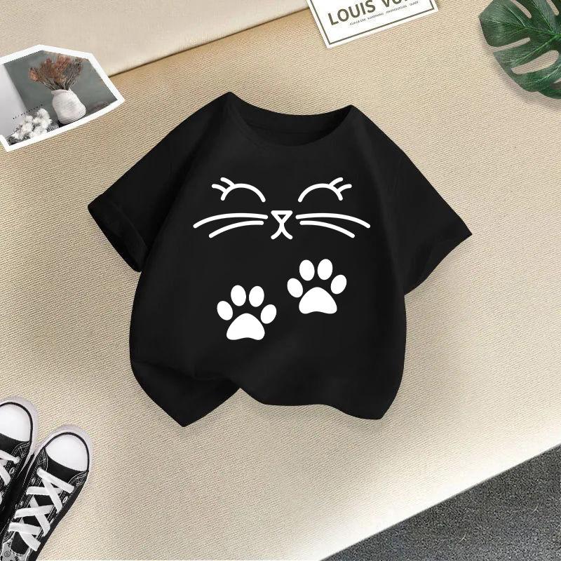 Girls' Cute Printed Loose Short Sleeve T-shirt - Summer Round Neck Top
