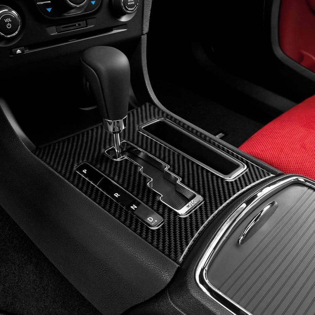Car Gear Shift Panel Cover Decals for 2011 2012 2013 2014 Dodge Charger Accessories Carbon Fiber Interior Stickers