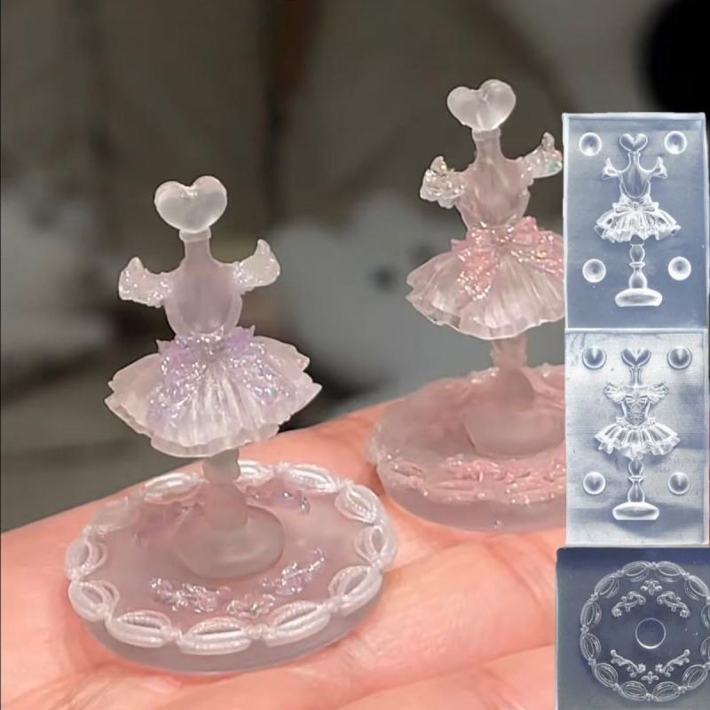 3 Pcs Butterfly Bow Nail Plate Base 3D Ballet Mold Tool Nail Art Decorations Diy Silicone Nail Art Templates Nails Mold Tool
