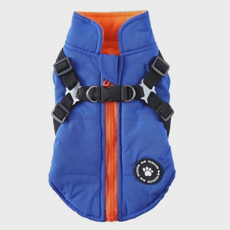 Waterproof Adjustable Dogs Down Clothes Thicken Warm Winter Dog Clothes Soft with Harness Dog Coat for Dogs Cats