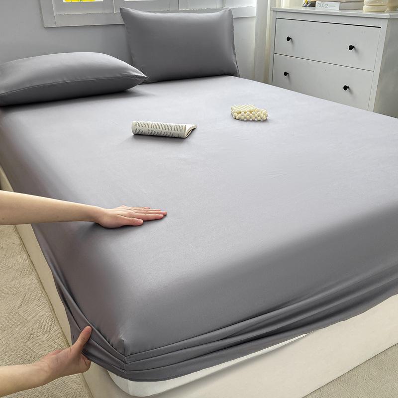 90/120/150/180/200 Fitted Bed Sheet With Elastic Band Solid Color Mattress Covers Protector Single Double King Beds Linen Becover