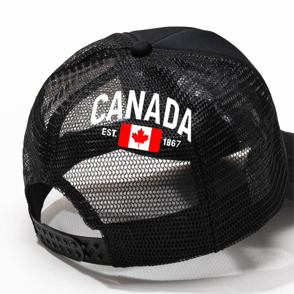 1pc "CANADA" Printed Half Mesh Baseball Cap Outdoor Simple Fashion Sun Hat Lightweight Portable Wear Accessories for Men & W