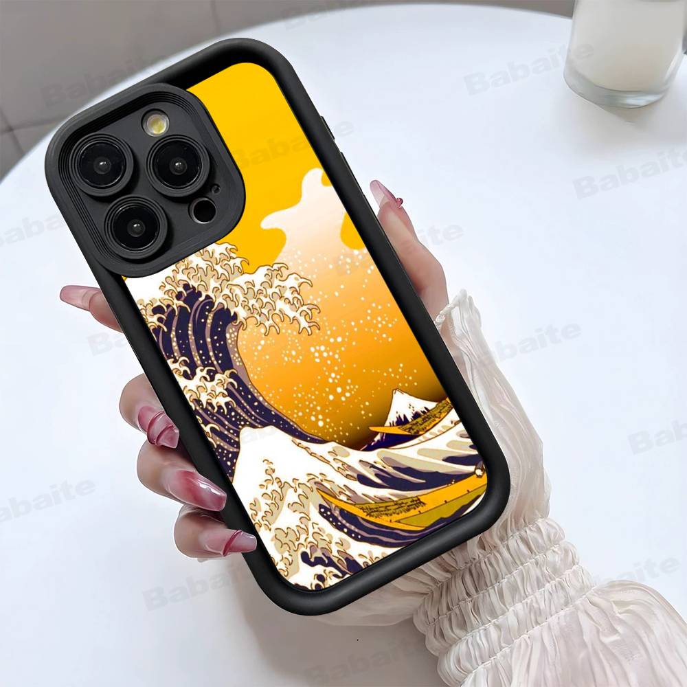 Japanese Waves Phone Case For IPhone 17 16 15 14 13 12 11 Pro Max 16E Plus INS Soft Cover