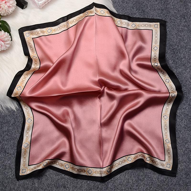 

K-stylepure color silk 53 small square scarf for women casual style decorative silk scarf easiest for match stewardess small scarf mulberry silk scarf 53*53cm рожевий