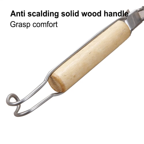 Strecurătoare ramen de calitate comercială, ustensile de bucătărie, strecurătoare ramen, strecurătoare udon, strecurătoare adâncă, strecurătoare pentru tăiței din oțel inoxidabil cu mâner de lemn, stainl