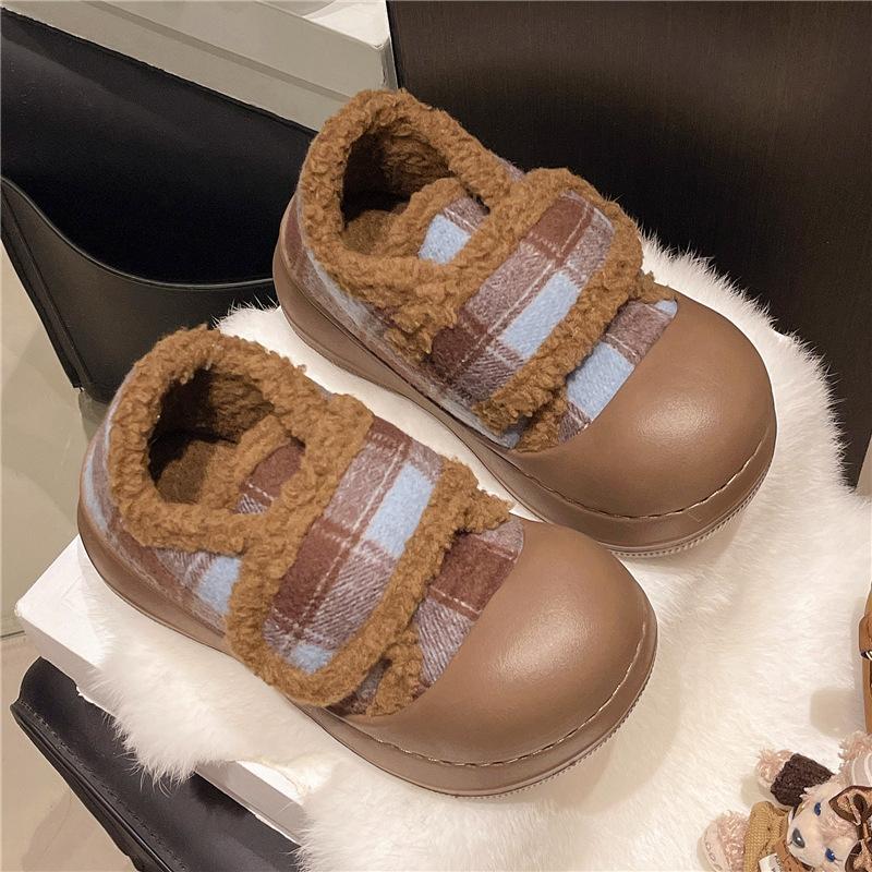 

Женские зимние теплые меховые ботинки большого размера на толстой подошве, ботильоны с утолщенной подкладкой, нескользящие спортивные хлопковые ботинки для походов 40/41 коричневый