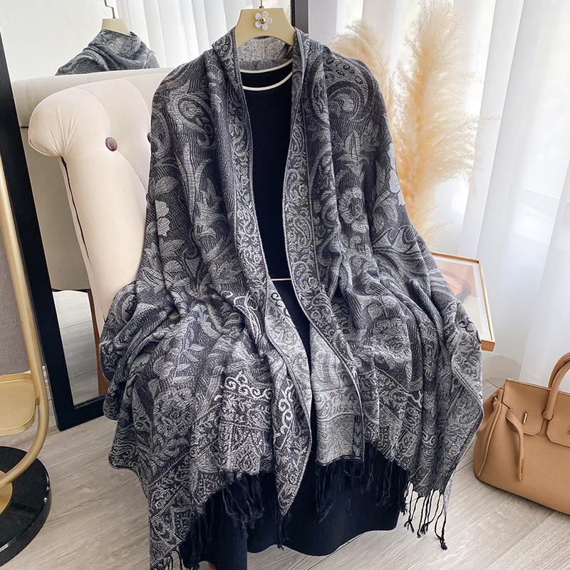 Ethnic Shawl Women's Scarf Scarf Jacquard Cashew Fringe Women's Long Scarf Shawl,Warm Scarf Shawl Outerwear