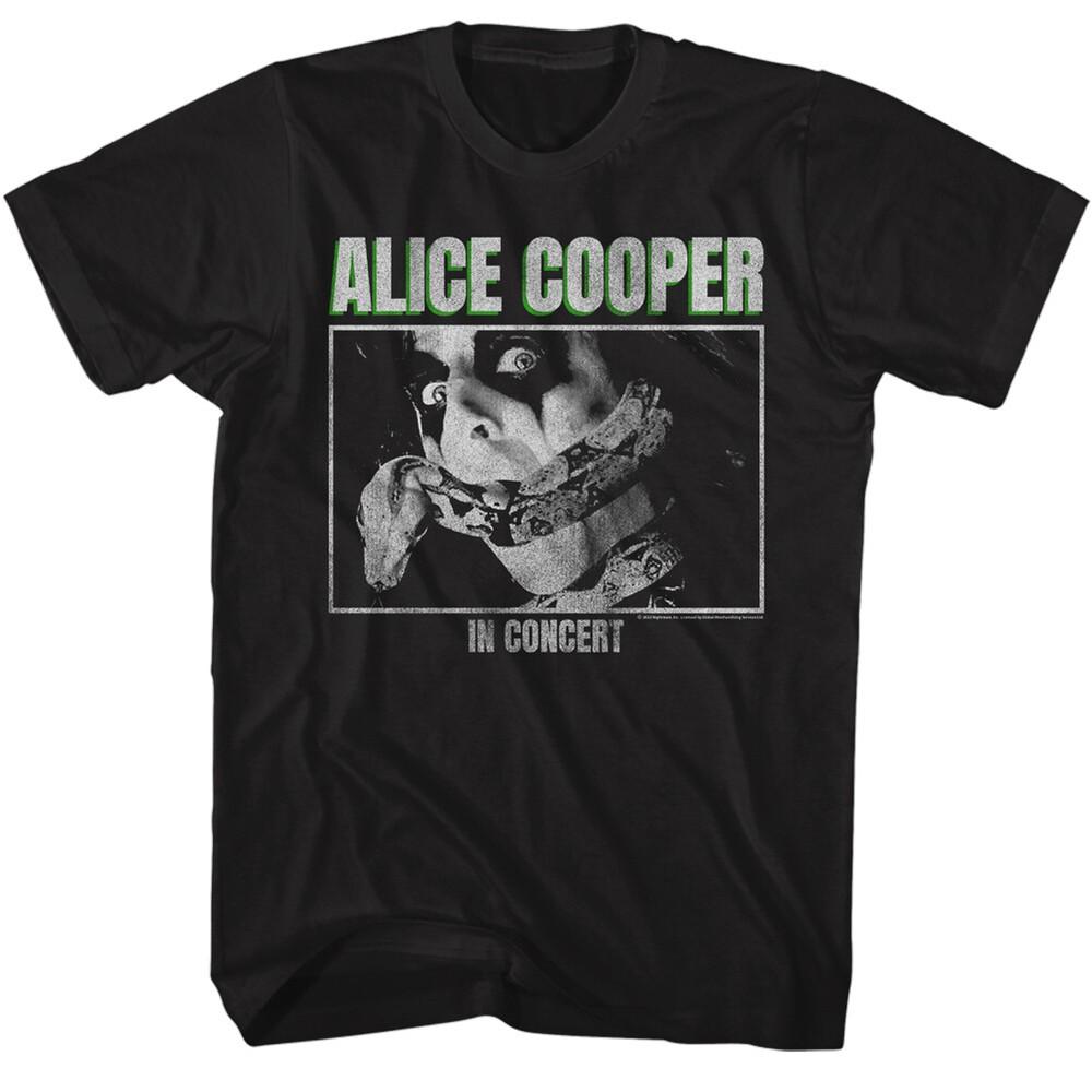 Alice Cooper Mens T-Shirt Alice in Concert Official Heavy Metal Music Black Unisex T-Shirt XXL