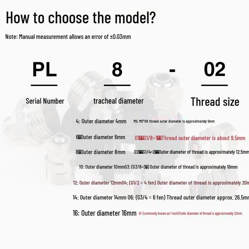 Nickel-Plated Brass Pneumatic Elbow Quick Fitting, Right Angle, Male Thread, PL4-M5 6-01, 8-02, 10-03/PL12-04