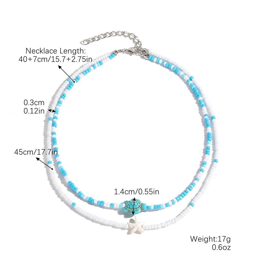 Bohemian Ozean Stil Perlenkette mit Perlen, Seesternen und Muscheln