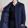 Ka Weidun Unisex Mid-Length Wool Blend Coat with Down Lining