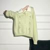 Korean Embroidered Flower Knit Cardigan: Color Block, Doll Collar, Soft, Versatile, Loose Fit - Perfect for Autumn/Winter.