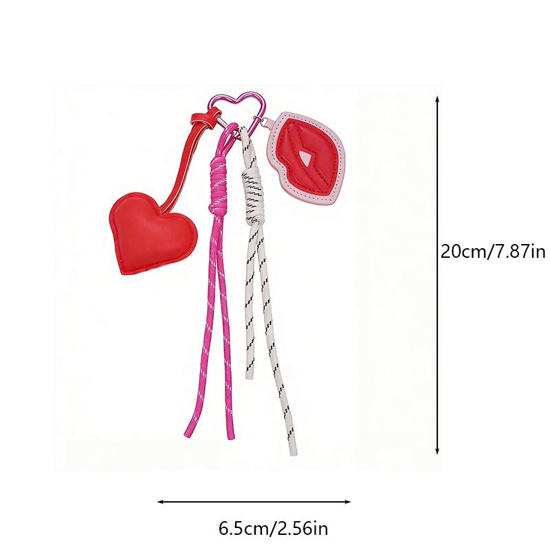 Red Lip Faux Leather Mini Backpack Hanging Handbag Pendant Bag Pendant Bags Accessories