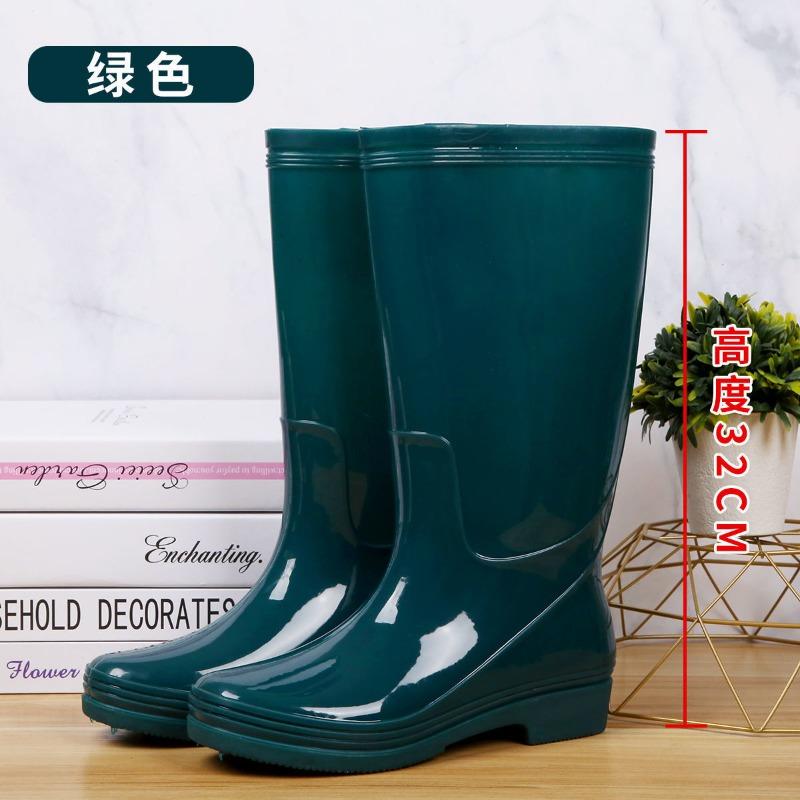 High tube rain shoes women's rain boots waterproof shoes women's fleece overshoes water boots women's fashion medium tube adult non-slip