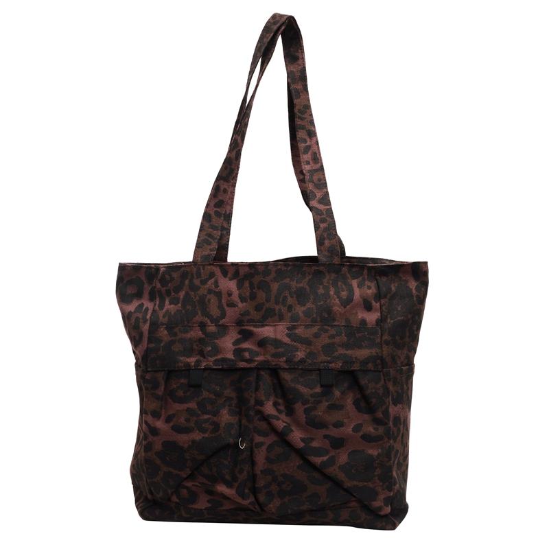 Large Capacity Tote Bag Women's Lightweight Leopard Print Shoulder Bag