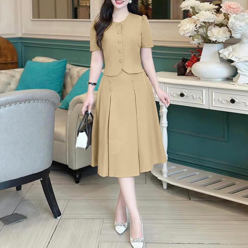 

ZANZEA Женские топы с коротким рукавом и юбки Летние костюмы-двойки 5XL хаки