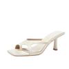 White and Long Legs~ Simple Temperament Square Head Fairy Open Toe High Heel Slippers Women Wear Sandals