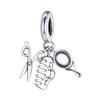 Hairdressing Set Silver Charm Pendant Silver 925 Beads