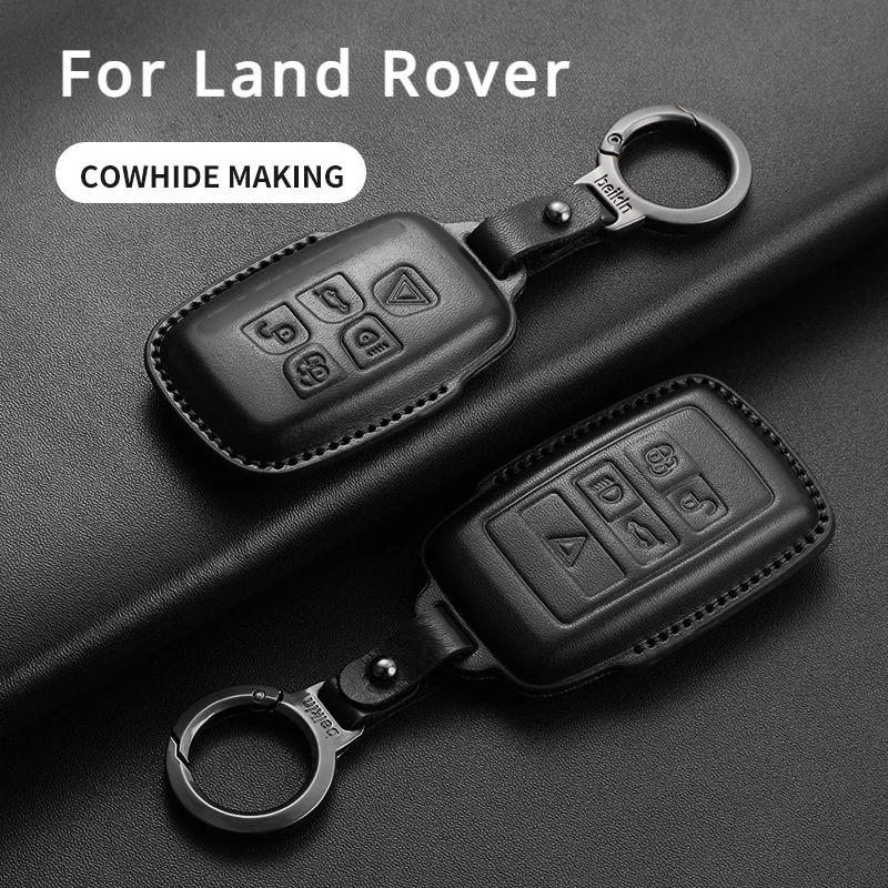 Läderbilnyckelfodral för Land Rover Range Rover Sport Evoque Freelander Velar Discovery 4 Nyckellös Nyckelring