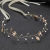 Gold Flower & Leaf Hair Band Alloy Floral Bridal Hair Accessories for Bridesmaid Wedding Party Balls