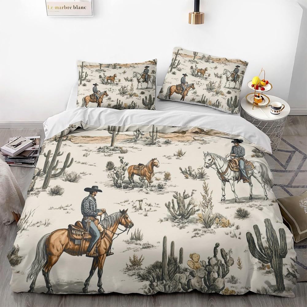 Western Decor Duvet Cover Retro Cowboy Style Bedding Set Wild West Themed Comforter Cover For Boys Teens Men Bedspread Cover
