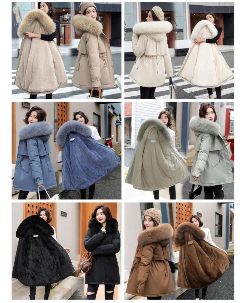 Dam Midilång Vinterparka - Lös, Koreansk Stil, Plus Sammet, Bomullsjacka, Stilfull Arbetsrock