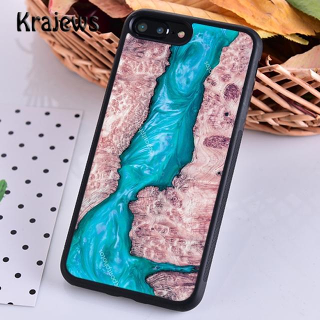Krajews Wood Resin Marble Soft Phone Case Cover For iPhone 14 5 6s 7 8 Plus X XR XS 11 12 13 Pro Max Samsung Galaxy S21 S22ultra