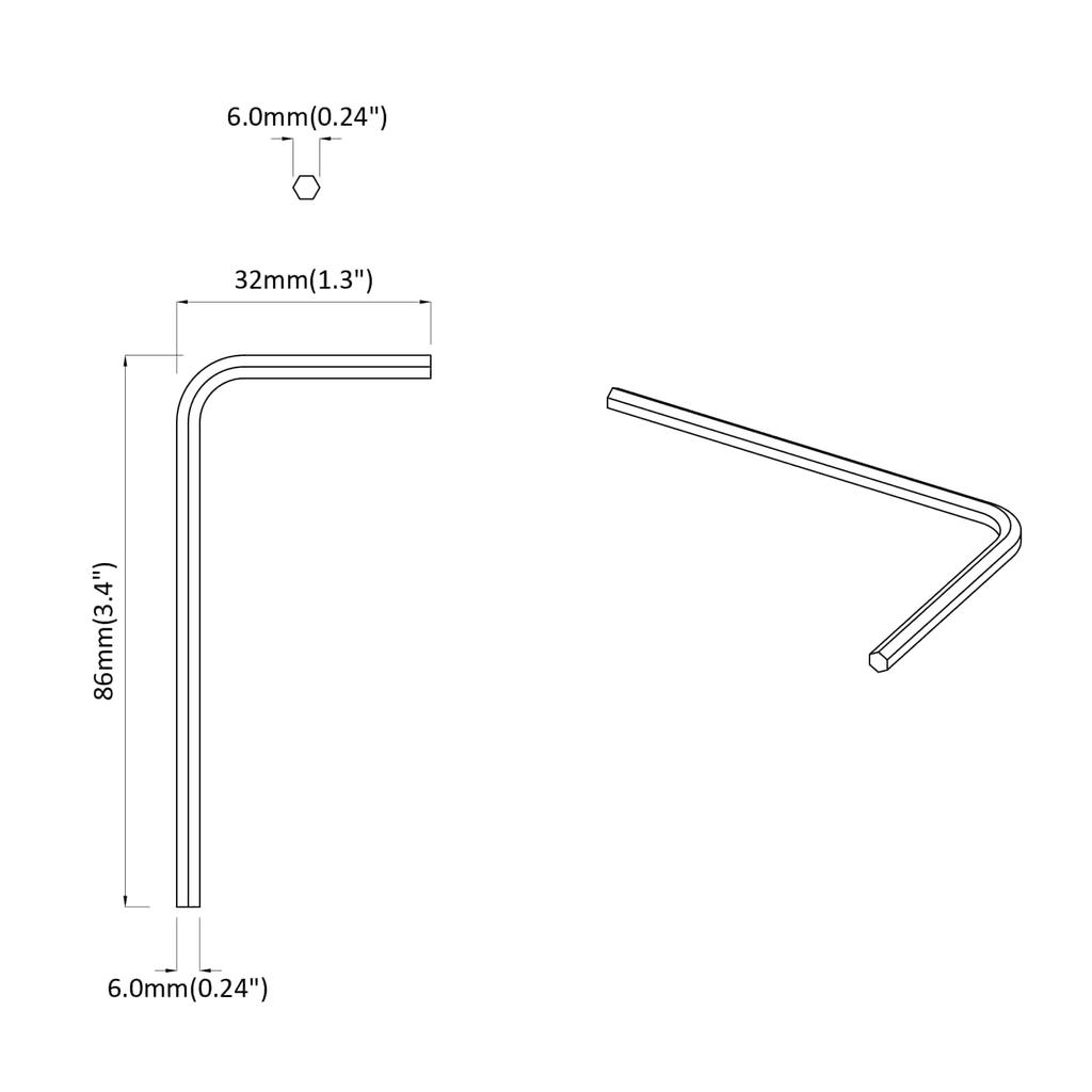 Hex Key Set 2 pcs Silver 32 x 86 mm Steel