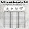 Portable BBQ Grill Basket Folding Fish Vegetable Grilling Basket Stainless Steel Grill Basket for Camping Picnics JT455