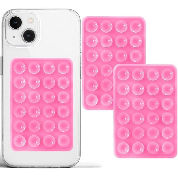 Anteel 2 Pack Silicone Suction Phone Case Adhesive Mount, Strong Grip Holder for Selfies and Videos, Hands-Free Sticky Phone Grip for iPhone and