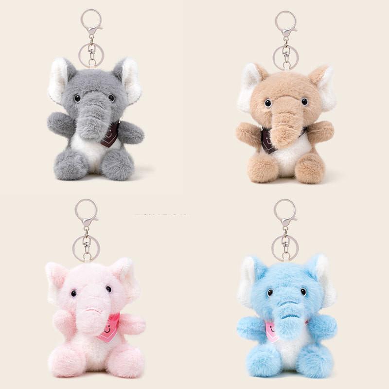 Sitting Scarf Posture Baby Elephant Cartoon Plush Keychain Pendant For Gift Kids