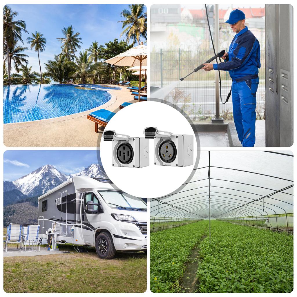 50A NEMA 14 50R Receptacle Set Electrical Outlet Set Rate At 50Amps for Safe Charging of High Wattage Appliances