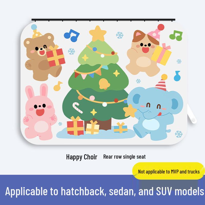 Baby Cartoon Car Sunshade Blackout Privacy Curtain for Sliding Rails