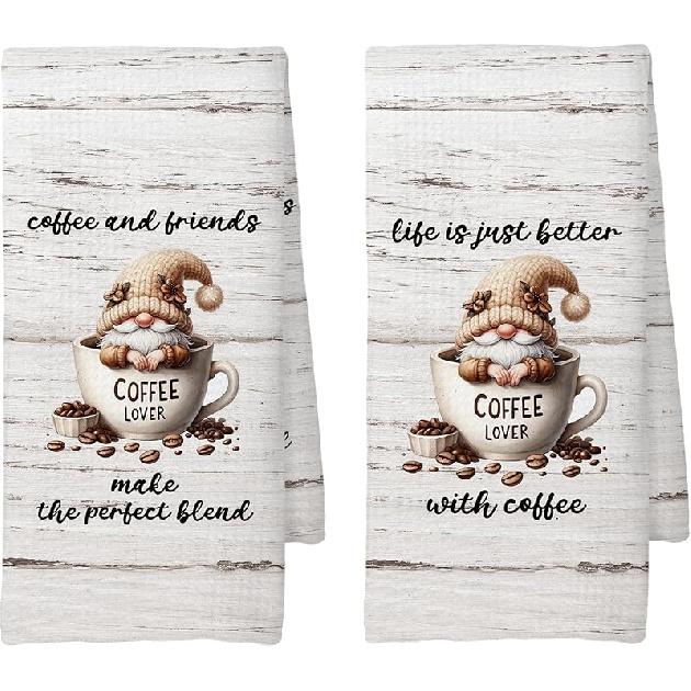 Coffee Kitchen Towels, Coffee-themed Gifts for Women Men Girls, Bar Decor Accessories, 16x24 Inch