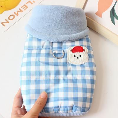 Neue Niedliche Gitter Hundekleidung Verdickt mit Warmer Jacke Welpenkleidung Weste Winterliche Warme Haustierbedarf Teddybär Mantel Winter