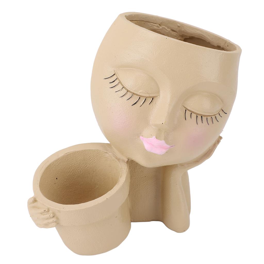 Jardinieră de Față Rășină Rezistentă la Decolorare Ghiveci Unic de Față pentru Plante Suculente cu Orificiu de Drenaj pentru Decorarea Grădinii