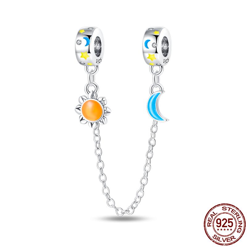 Kupfer-Verschluss Kupfer-Anhänger Silikon-Abstandshalter Sicherheitskette Passend für Original Pand 3mm Armband Schmuck Damen Neu