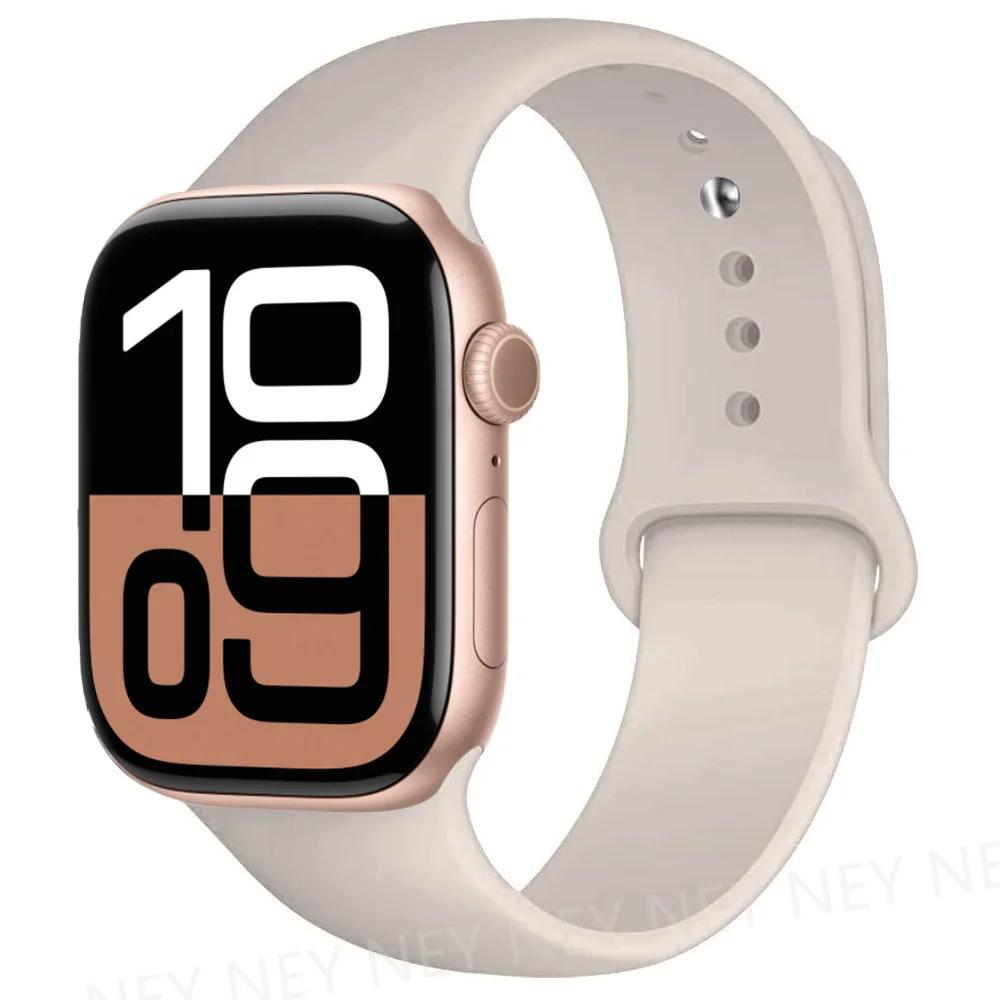 Silicone Band For Apple Watch Straps Ultra 2 49mm 45mm 44-40mm 41mm Sport Bracelet Apple Watch Series 10 42mm-46mm 8 7 6 5 SE 9