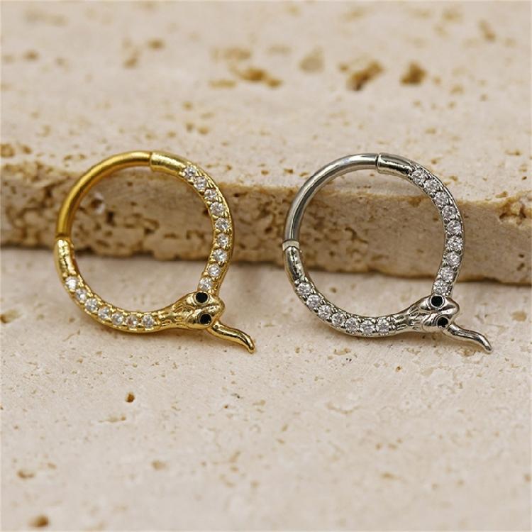 Kristall-Nasen-Clicker Handgefertigt Silberfarben Septum-Ring Edelstahl Piercing-Accessoire für Ohr und Knorpel