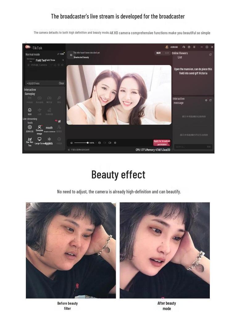 4K Ultra HD USB Desktop Camera with Microphone for Live Streaming and Online Meetings