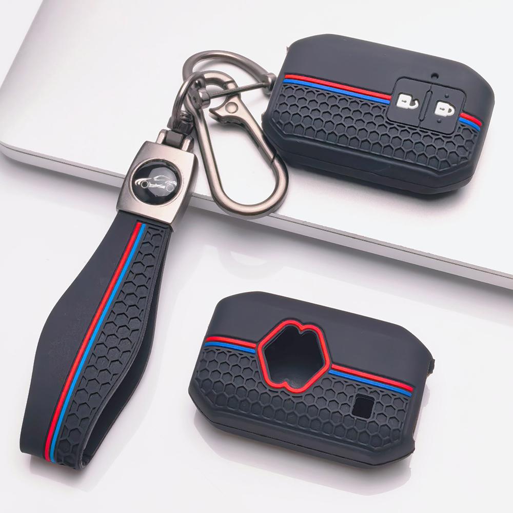 Soft Silicone Remote Key Case for Suzuki Swift Ertiga Ignis Baleno XL7 Ciaz Dzire with Keychain Honeycomb Texture Shockproof Car Remote Key Sleeve