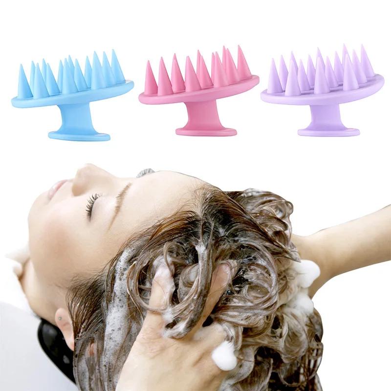 

1pcs Wet And Dry Scalp Massage Brush Adult Baby Soft Household Bath Silicone Shampoo Brush Head Massage синий