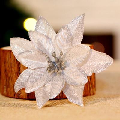 1/15 STÜCK Weihnachtsstern Blume Künstlicher Weihnachtsstern Glitzer Weihnachtsblumendekorationen DIY Weihnachts-Kranz Feiertags-Heimparty-Dekor