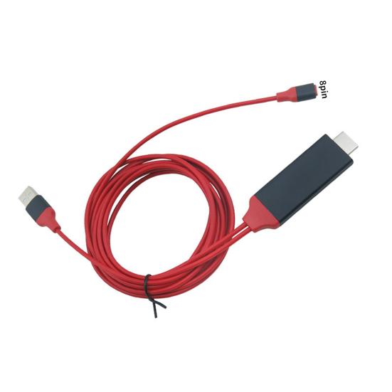 HDMI-compatible Adapter Cable 1080P Plug and Play TPE 8Pin to HDMI-compatible Converter for iPhone